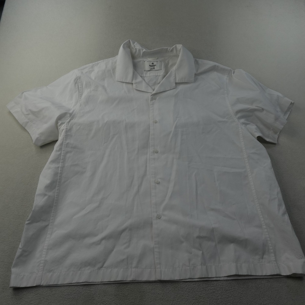 Reigning Champ Shirt Mens XXL White Short Sleeve Button Up Camp Collar
